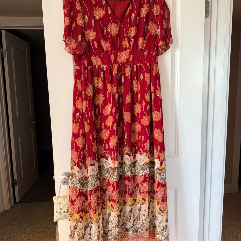 Madewell Maxi Red Floral Dress